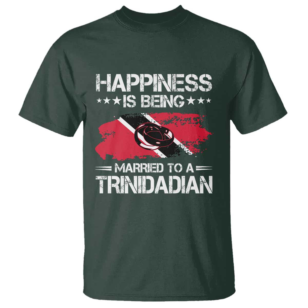 Happiness Is Being Married to a Trinidadian T Shirt Trinidad & Tobago Flag Couples Gift - Wonder Print Shop