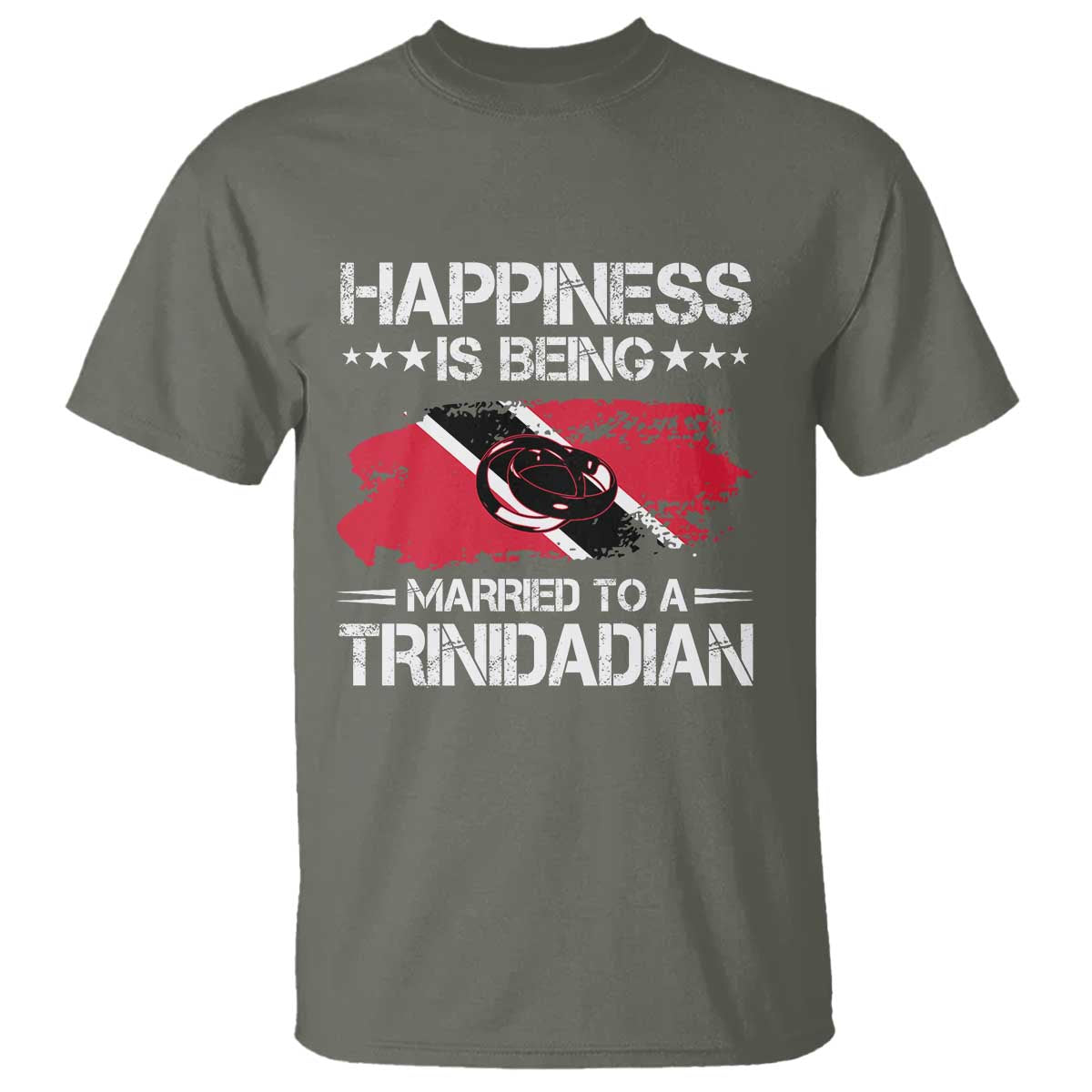 Happiness Is Being Married to a Trinidadian T Shirt Trinidad & Tobago Flag Couples Gift - Wonder Print Shop