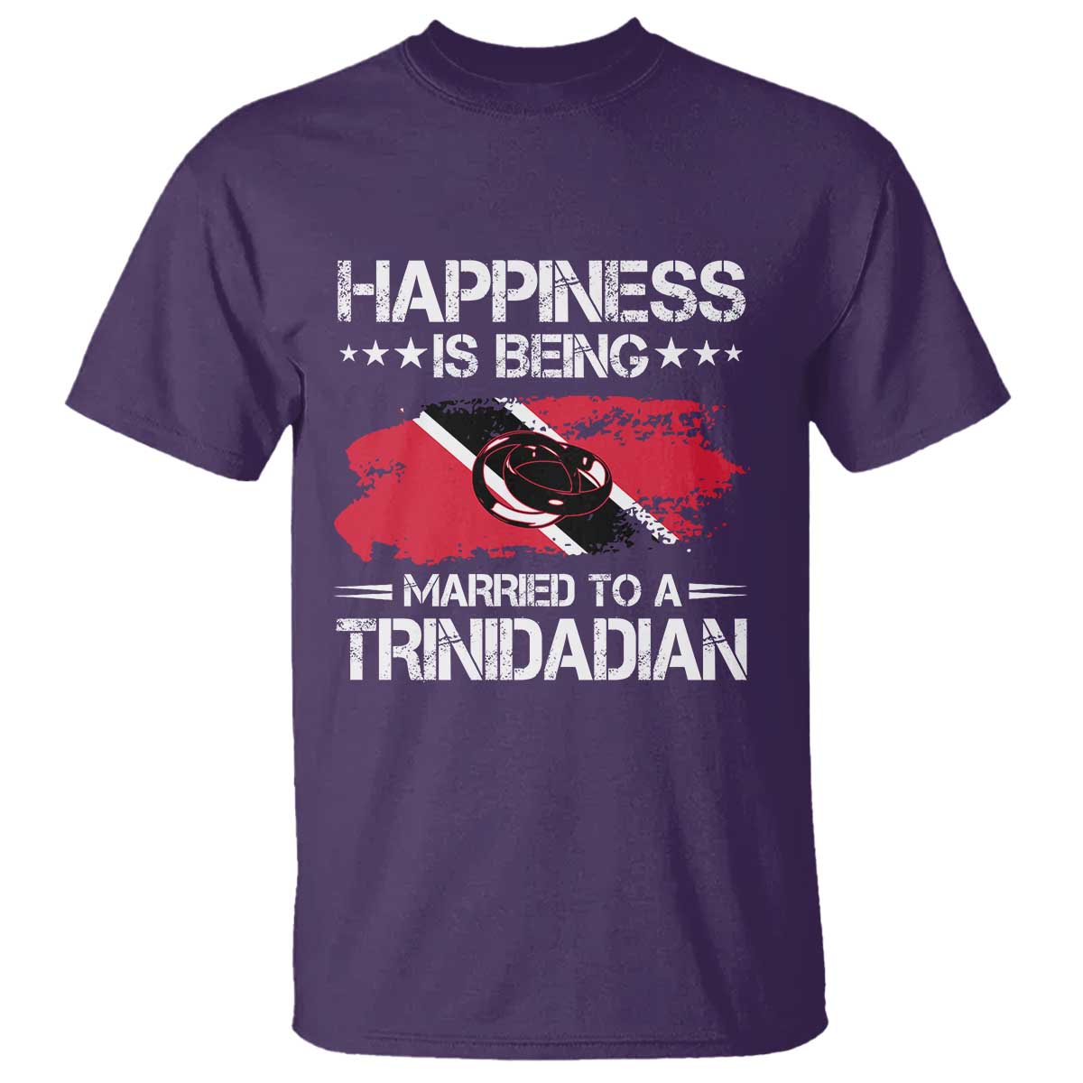Happiness Is Being Married to a Trinidadian T Shirt Trinidad & Tobago Flag Couples Gift - Wonder Print Shop