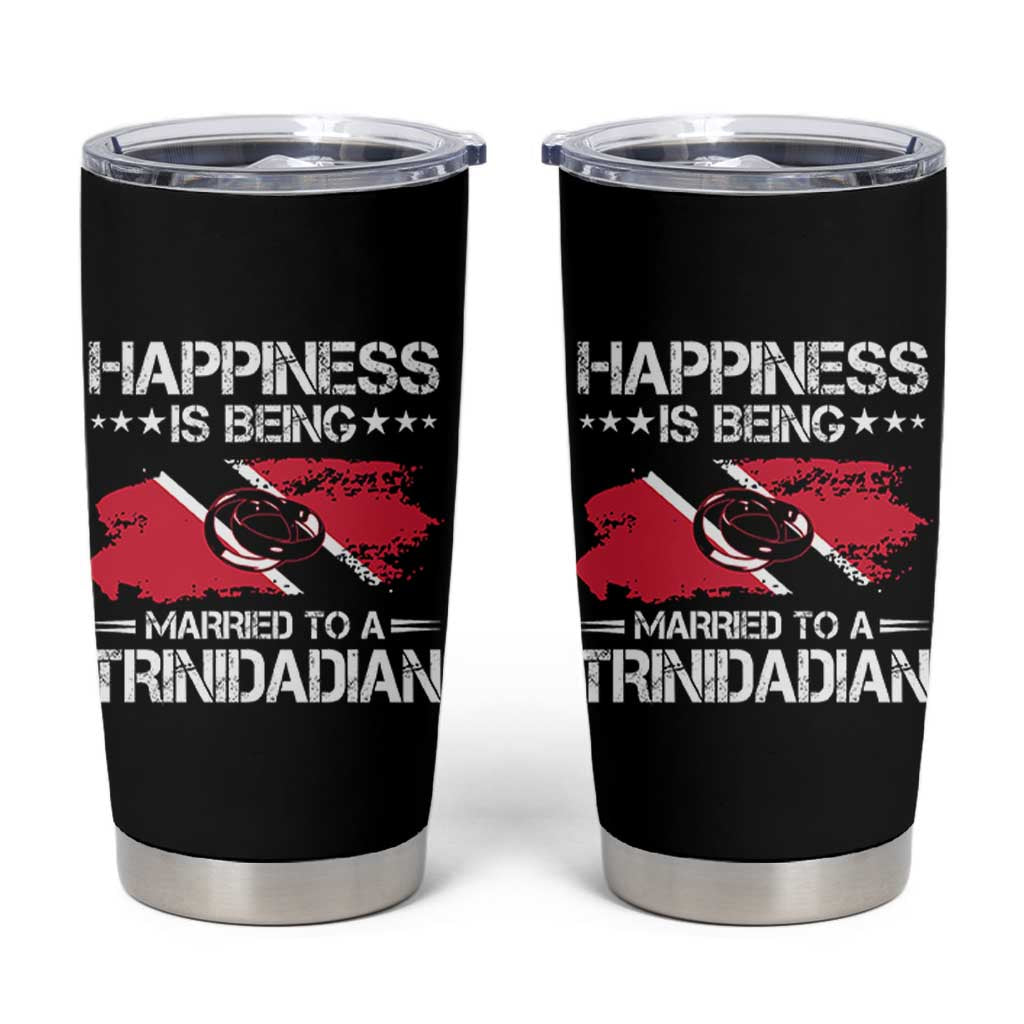 Happiness Is Being Married to a Trinidadian Tumbler Cup Trinidad & Tobago Flag Couples Gift - Wonder Print Shop