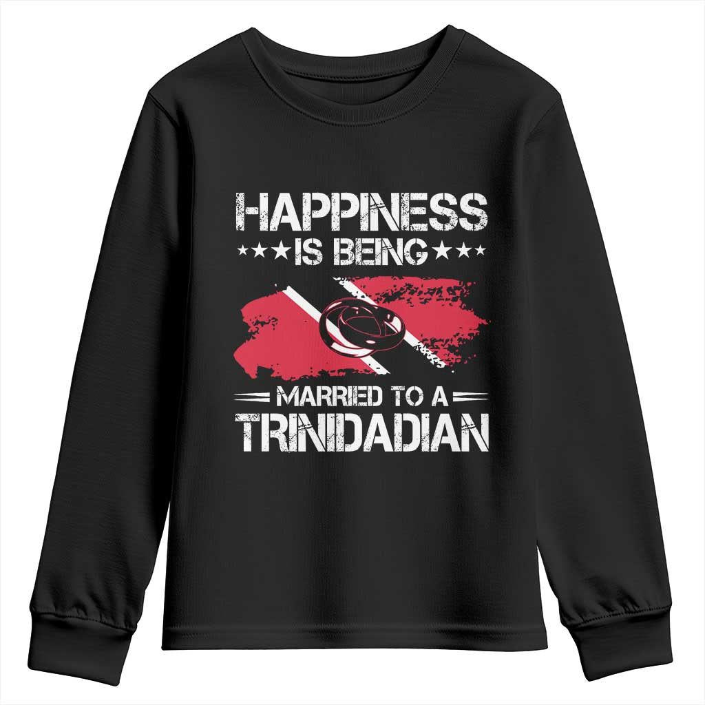 Happiness Is Being Married to a Trinidadian Youth Sweatshirt Trinidad & Tobago Flag Couples Gift - Wonder Print Shop