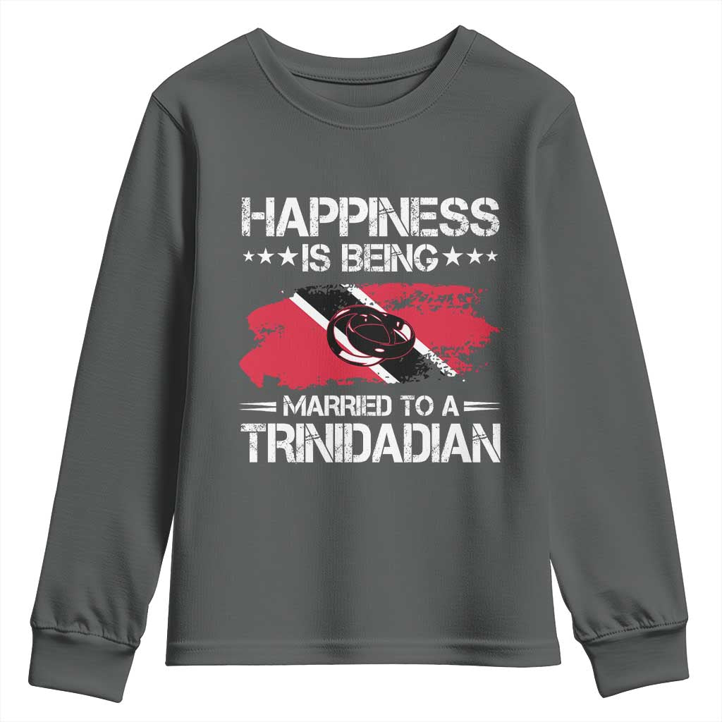 Happiness Is Being Married to a Trinidadian Youth Sweatshirt Trinidad & Tobago Flag Couples Gift - Wonder Print Shop