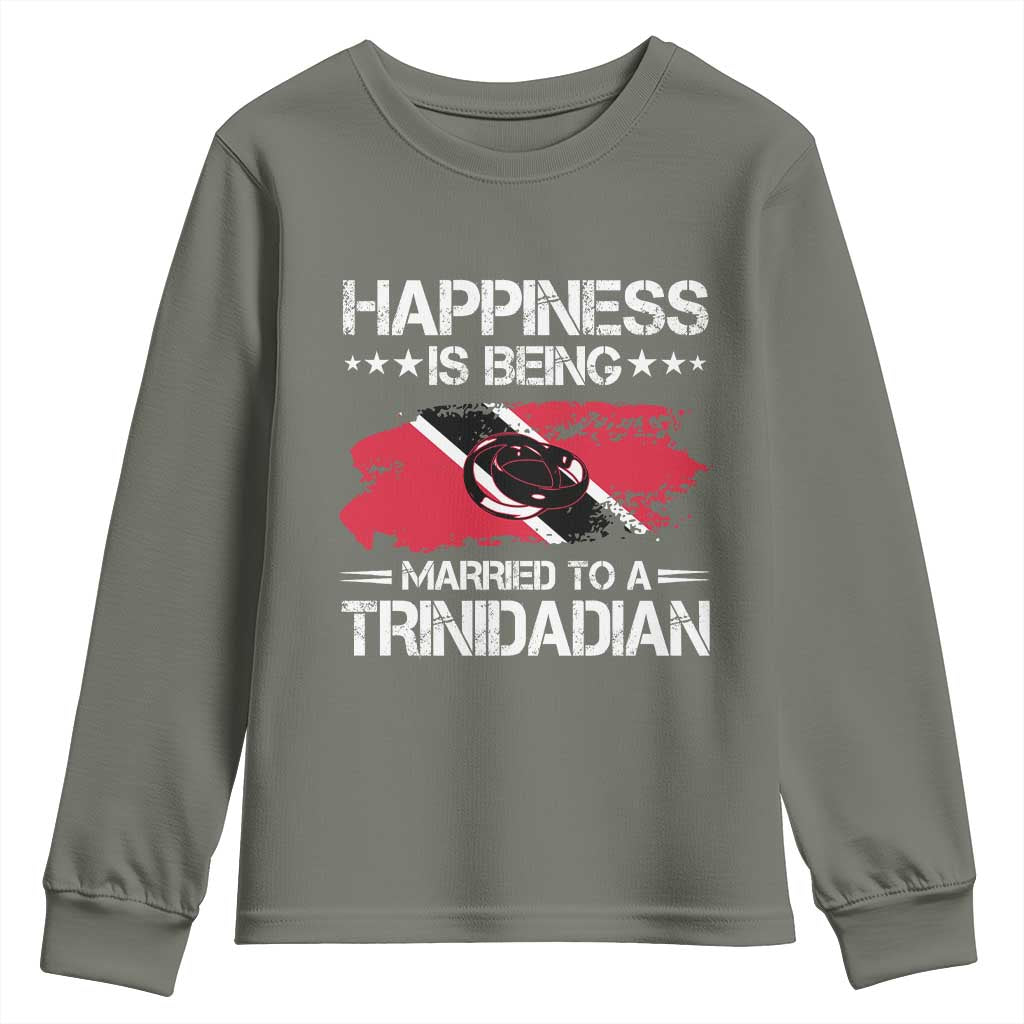 Happiness Is Being Married to a Trinidadian Youth Sweatshirt Trinidad & Tobago Flag Couples Gift - Wonder Print Shop