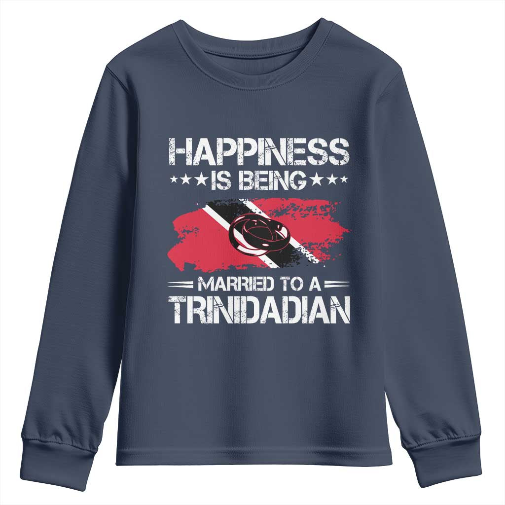 Happiness Is Being Married to a Trinidadian Youth Sweatshirt Trinidad & Tobago Flag Couples Gift - Wonder Print Shop