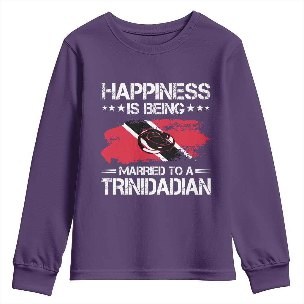 Happiness Is Being Married to a Trinidadian Youth Sweatshirt Trinidad & Tobago Flag Couples Gift - Wonder Print Shop