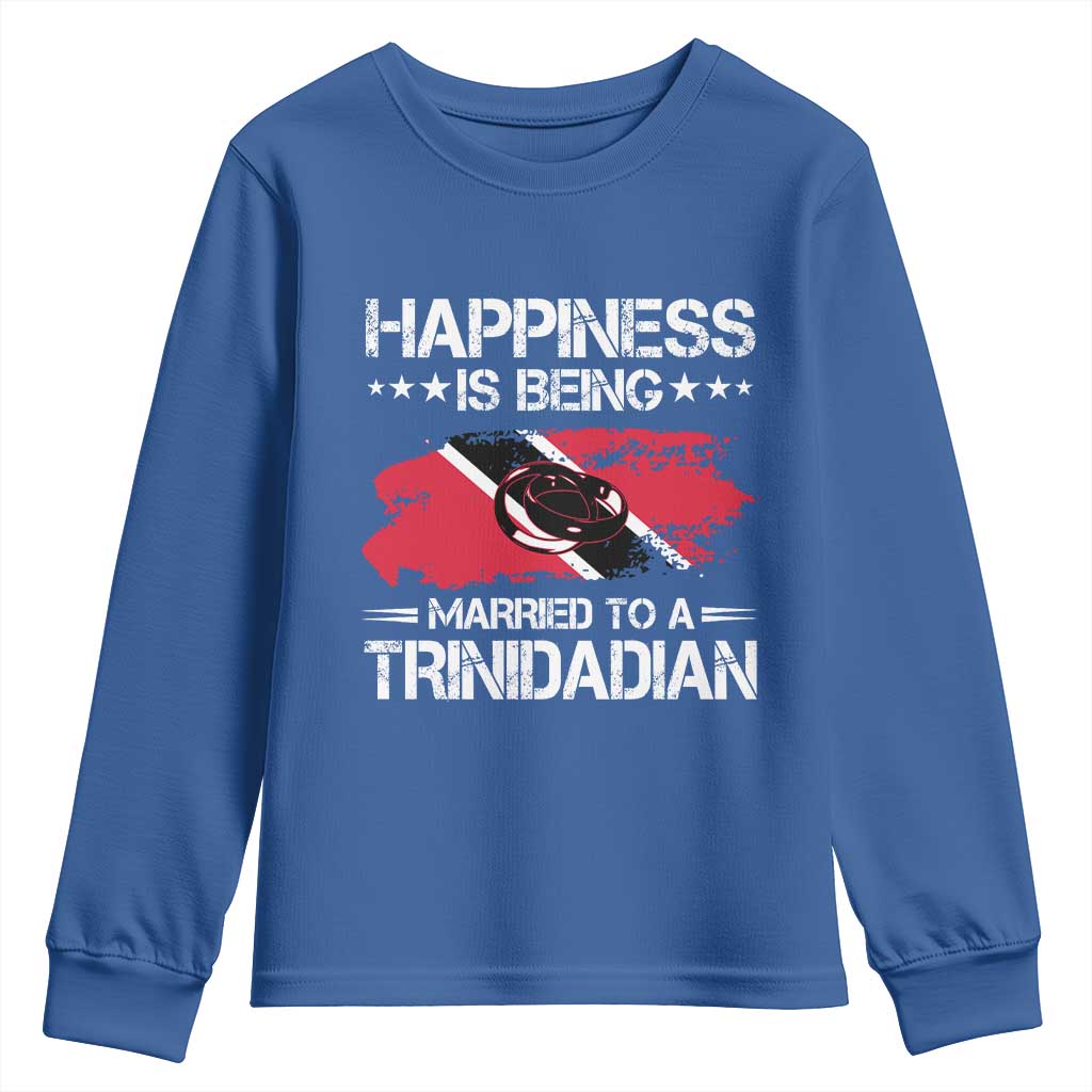 Happiness Is Being Married to a Trinidadian Youth Sweatshirt Trinidad & Tobago Flag Couples Gift - Wonder Print Shop