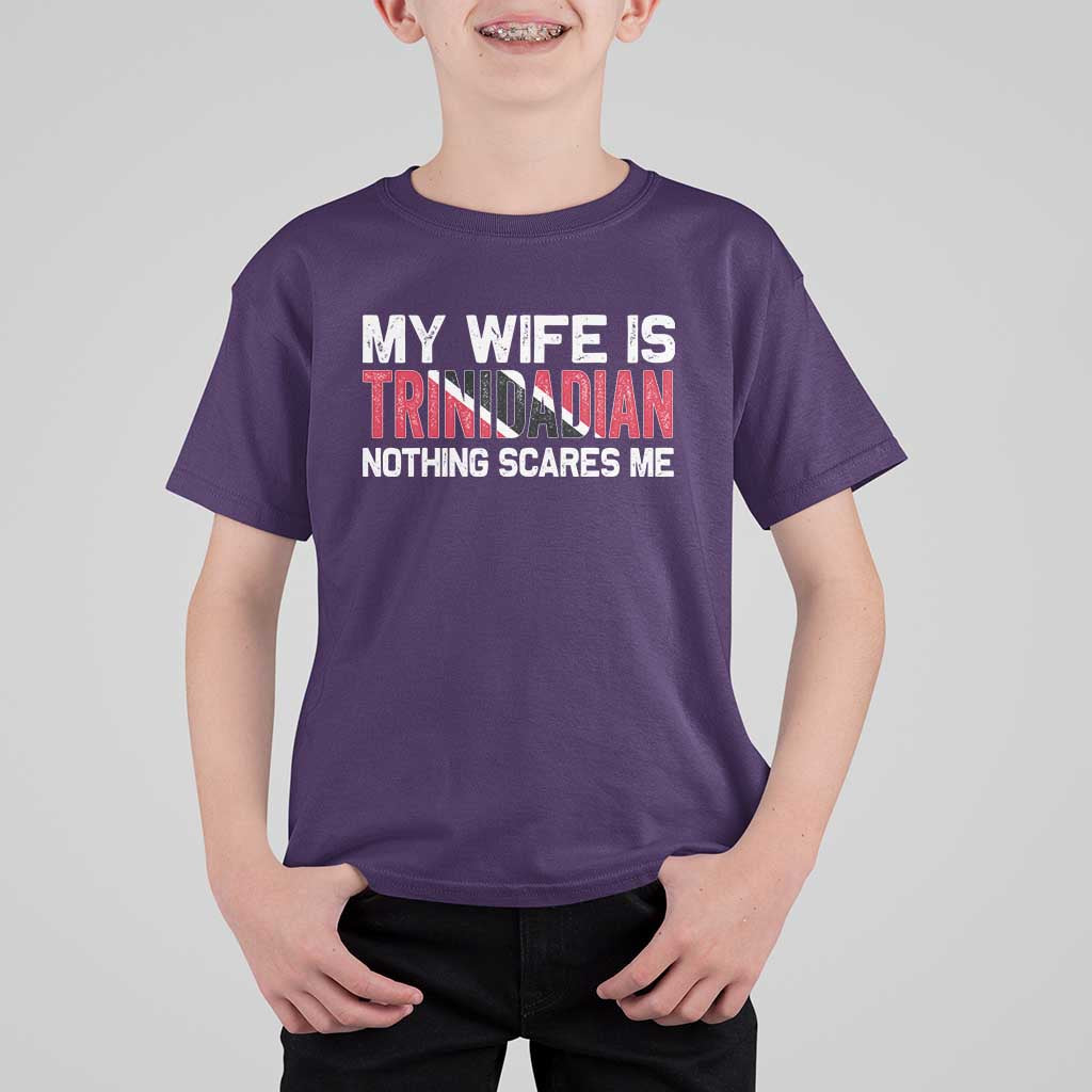 My Wife Is Trinidadian Nothing Scares Me Puerto Rican T Shirt For Kid Funny Trinidad & Tobago Husband Gift - Wonder Print Shop