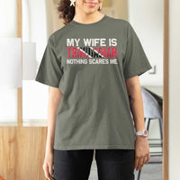 My Wife Is Trinidadian Nothing Scares Me Puerto Rican T Shirt For Women Funny Trinidad & Tobago Husband Gift - Wonder Print Shop