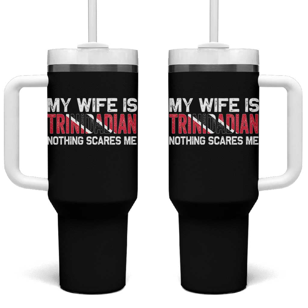 My Wife Is Trinidadian Nothing Scares Me Puerto Rican Tumbler With Handle Funny Trinidad & Tobago Husband Gift - Wonder Print Shop