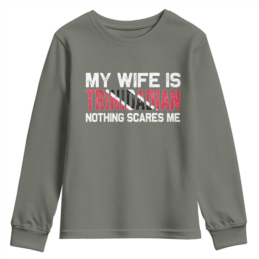 My Wife Is Trinidadian Nothing Scares Me Puerto Rican Youth Sweatshirt Funny Trinidad & Tobago Husband Gift - Wonder Print Shop