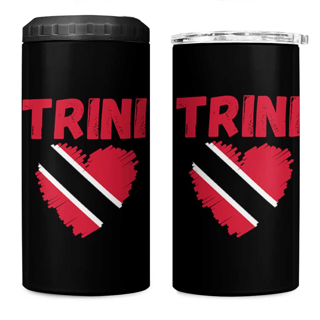 Trini Pride 4 in 1 Can Cooler Tumbler Trinidad and Tobago Heart Flag Caribbean Roots - Wonder Print Shop