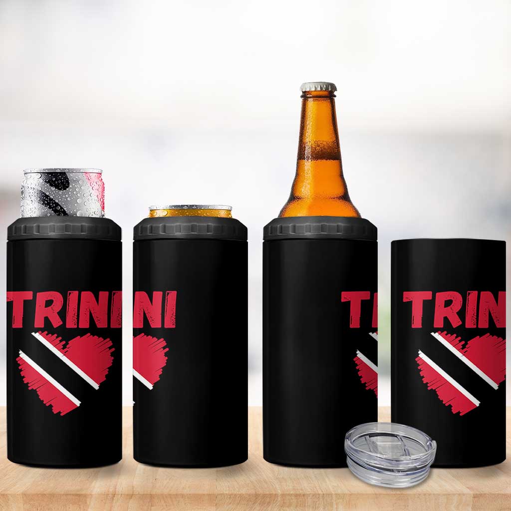 Trini Pride 4 in 1 Can Cooler Tumbler Trinidad and Tobago Heart Flag Caribbean Roots - Wonder Print Shop