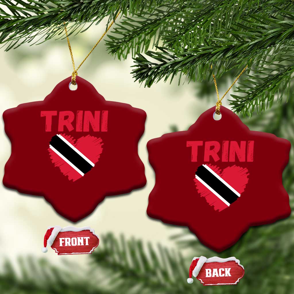 Trini Pride Ceramic Ornament Trinidad and Tobago Heart Flag Caribbean Roots - Wonder Print Shop