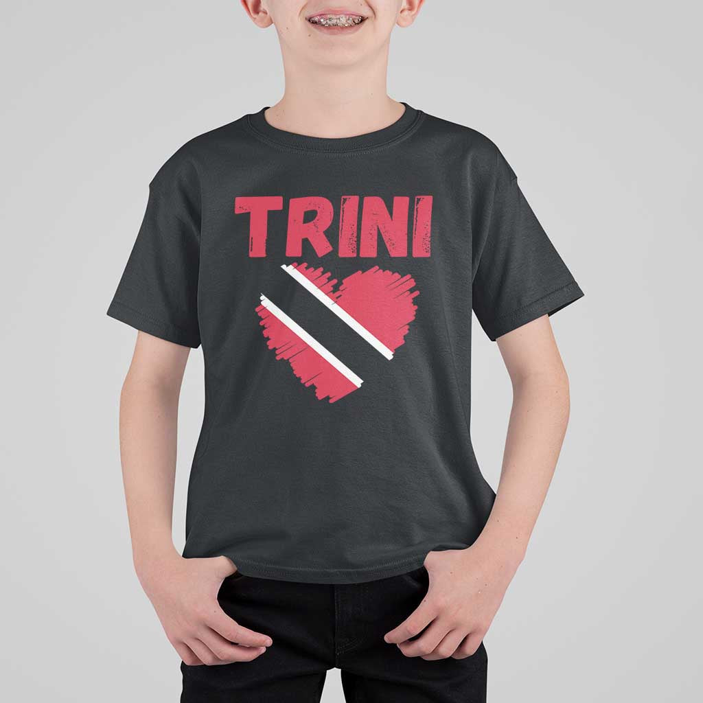 Trini Pride T Shirt For Kid Trinidad and Tobago Heart Flag Caribbean Roots - Wonder Print Shop