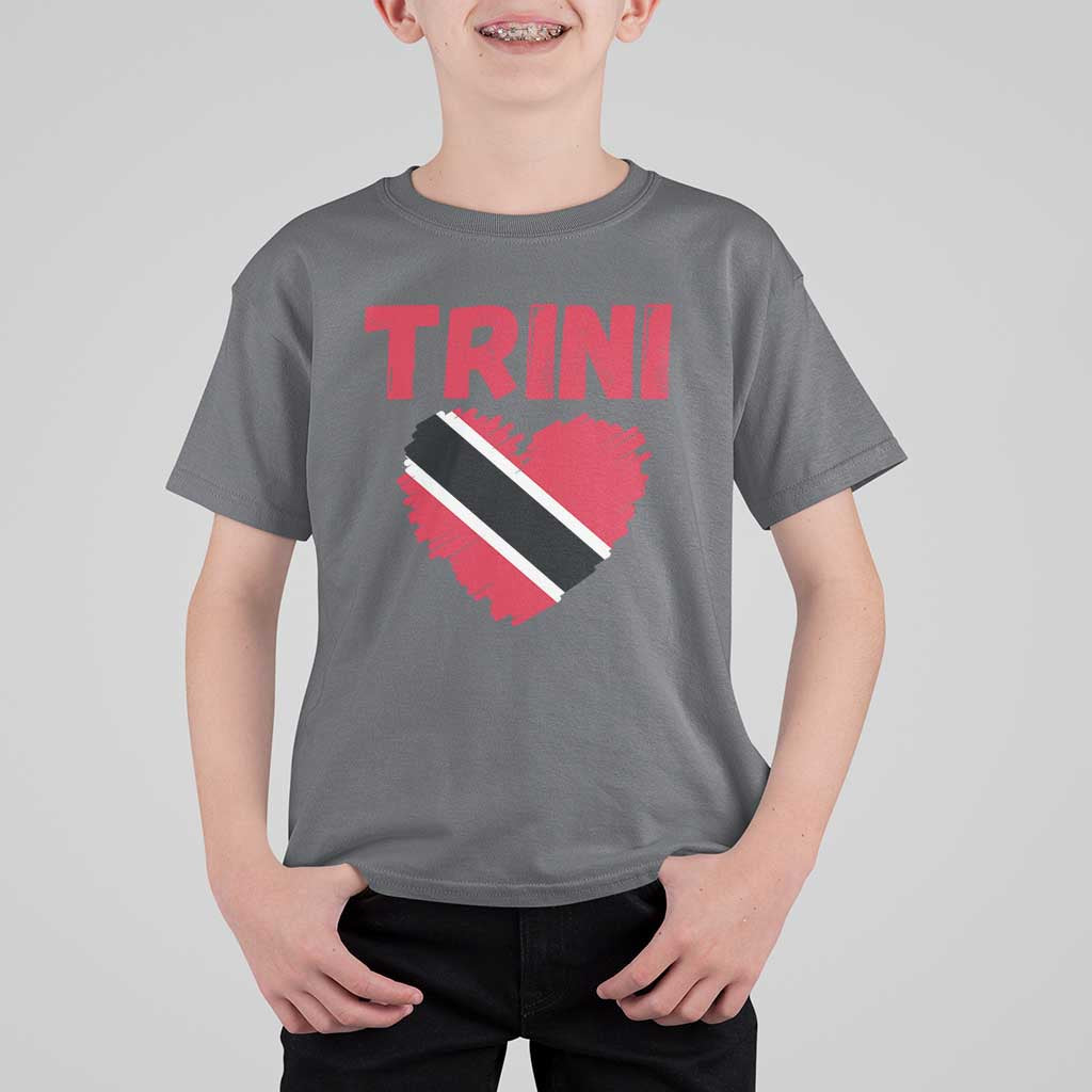 Trini Pride T Shirt For Kid Trinidad and Tobago Heart Flag Caribbean Roots - Wonder Print Shop