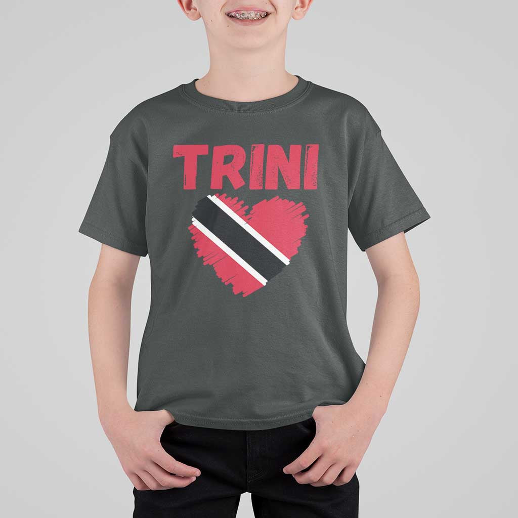 Trini Pride T Shirt For Kid Trinidad and Tobago Heart Flag Caribbean Roots - Wonder Print Shop
