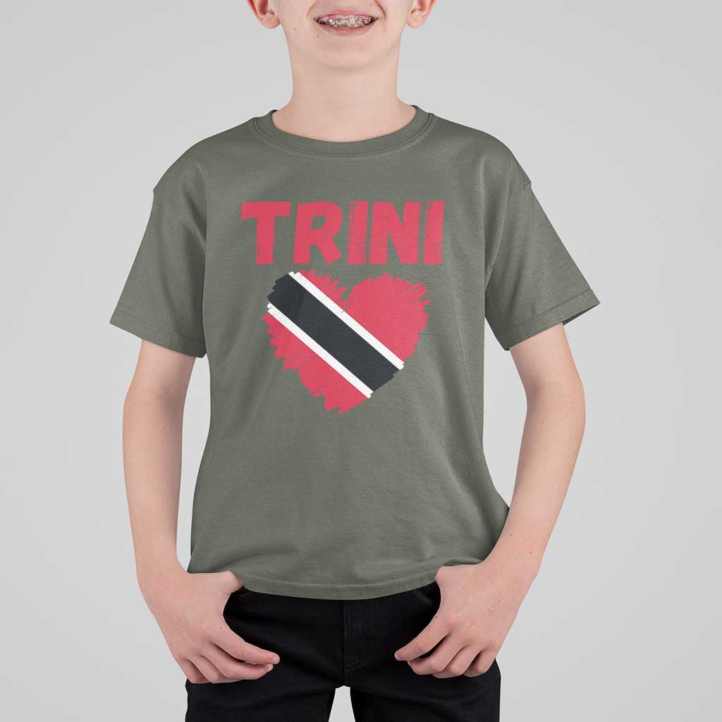 Trini Pride T Shirt For Kid Trinidad and Tobago Heart Flag Caribbean Roots - Wonder Print Shop