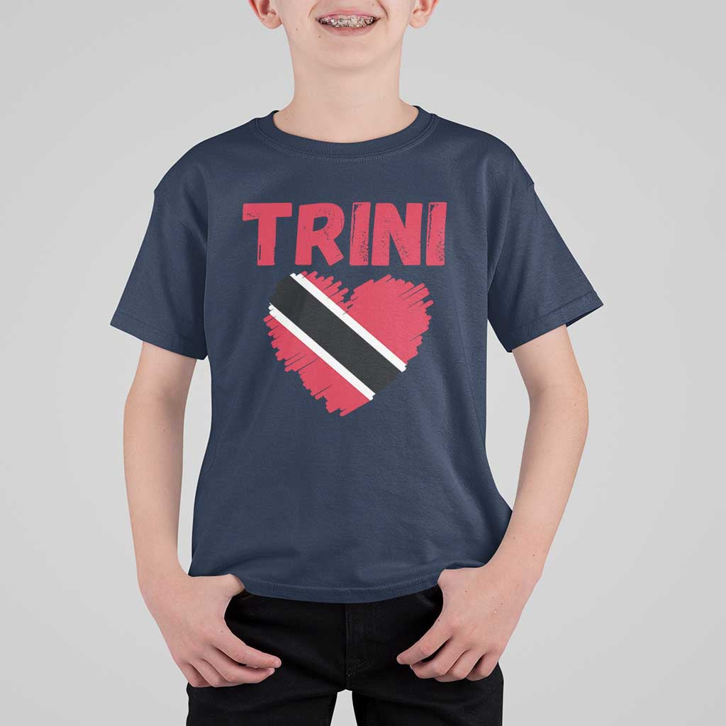 Trini Pride T Shirt For Kid Trinidad and Tobago Heart Flag Caribbean Roots - Wonder Print Shop