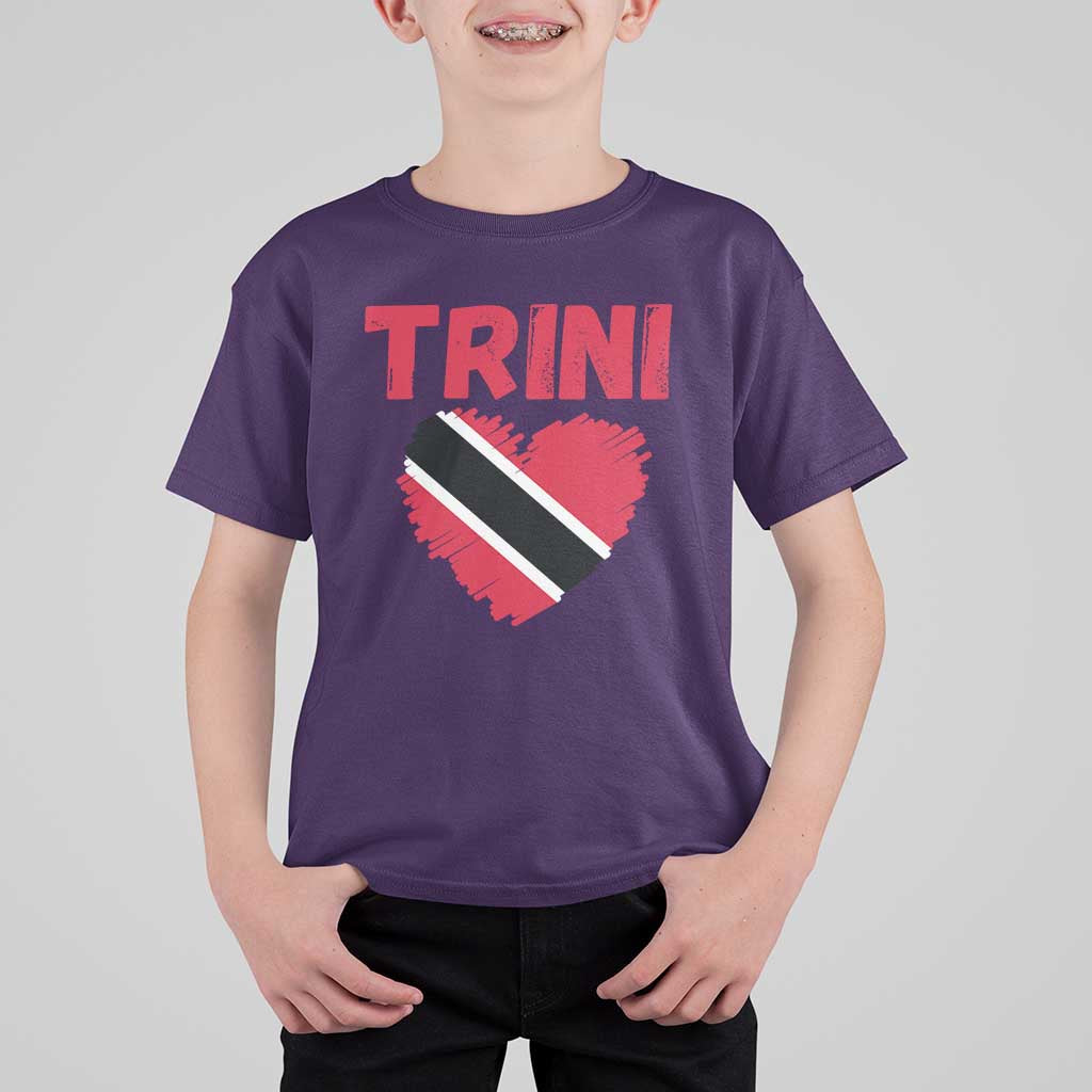 Trini Pride T Shirt For Kid Trinidad and Tobago Heart Flag Caribbean Roots - Wonder Print Shop