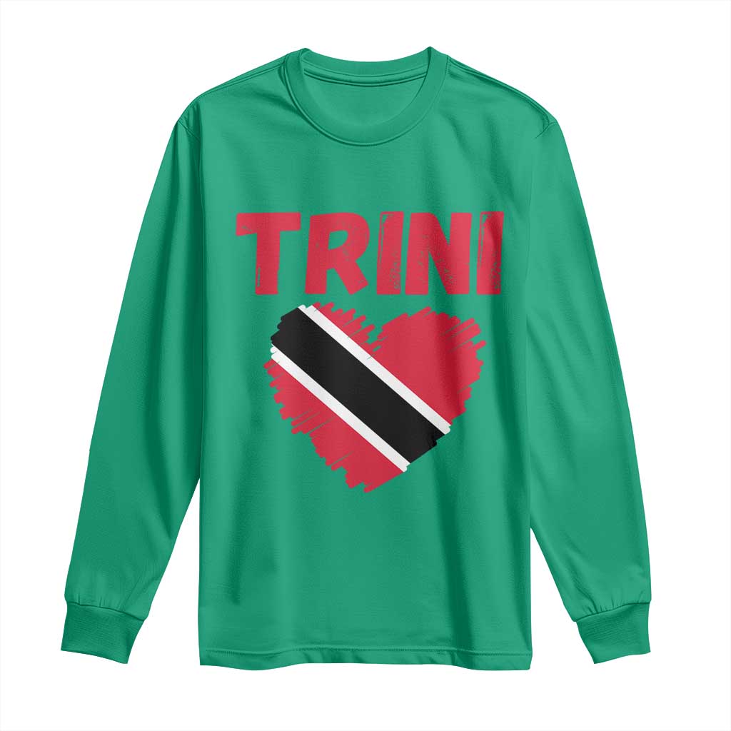 Trini Pride Long Sleeve Shirt Trinidad and Tobago Heart Flag Caribbean Roots - Wonder Print Shop
