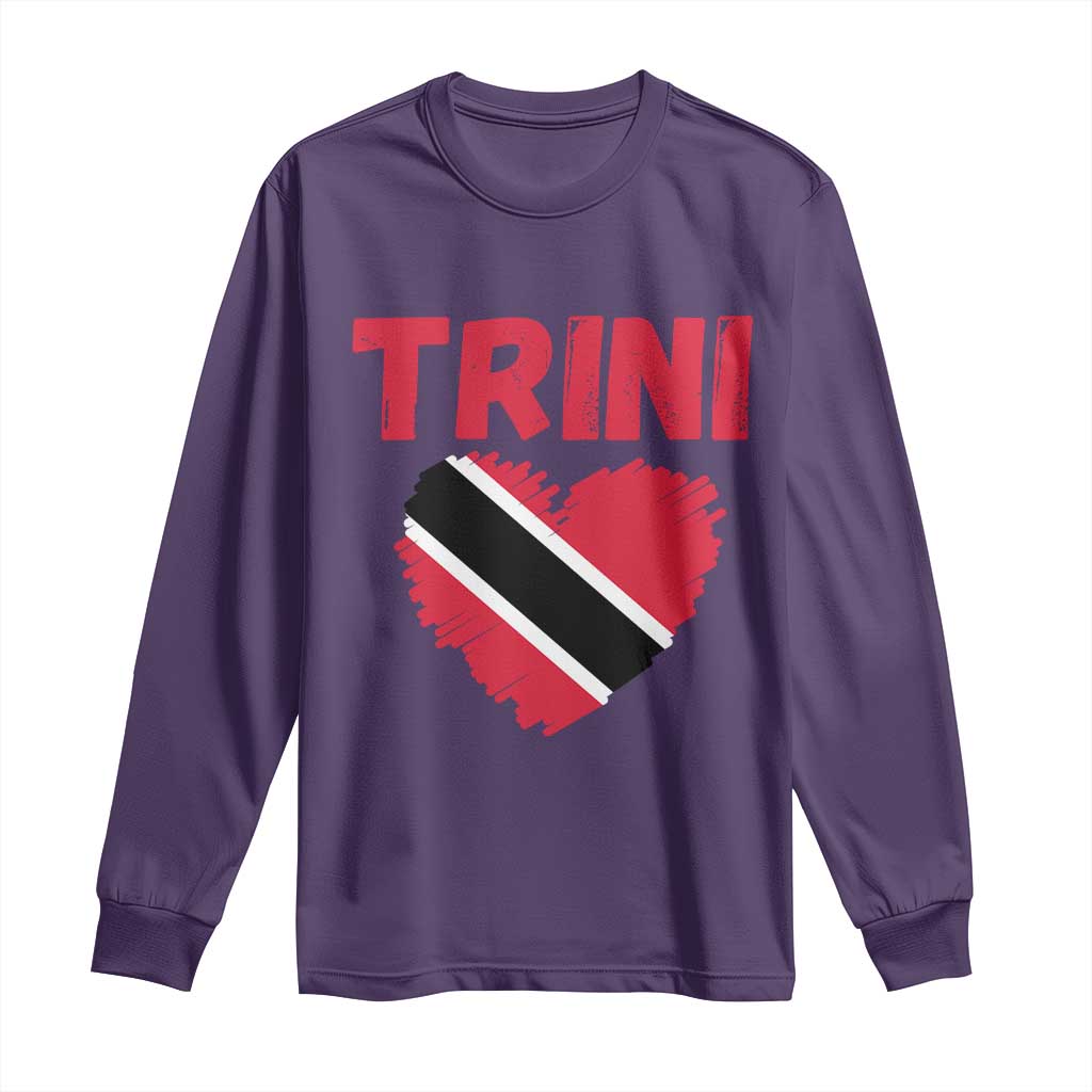 Trini Pride Long Sleeve Shirt Trinidad and Tobago Heart Flag Caribbean Roots - Wonder Print Shop