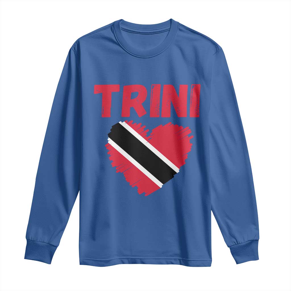 Trini Pride Long Sleeve Shirt Trinidad and Tobago Heart Flag Caribbean Roots - Wonder Print Shop