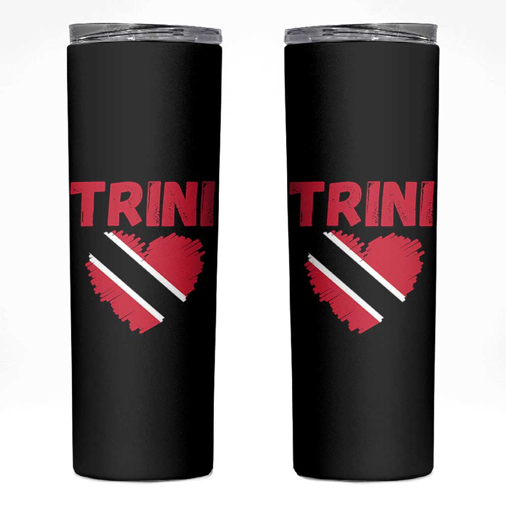 Trini Pride Skinny Tumbler Trinidad and Tobago Heart Flag Caribbean Roots - Wonder Print Shop