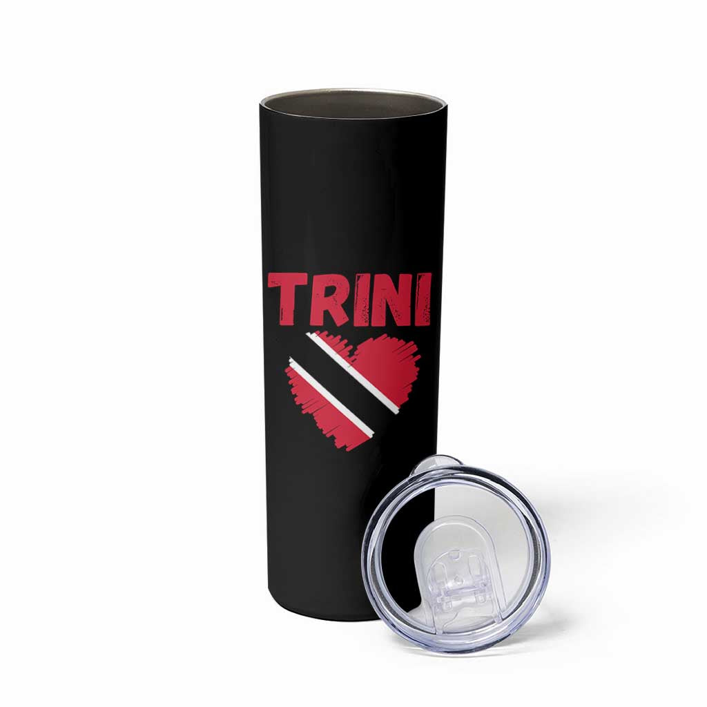 Trini Pride Skinny Tumbler Trinidad and Tobago Heart Flag Caribbean Roots - Wonder Print Shop