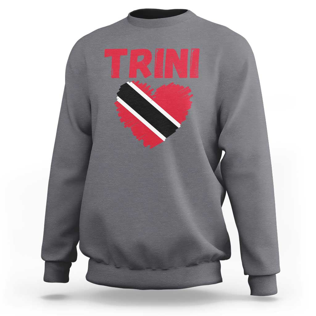 Trini Pride Sweatshirt Trinidad and Tobago Heart Flag Caribbean Roots - Wonder Print Shop