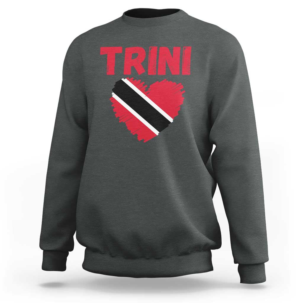 Trini Pride Sweatshirt Trinidad and Tobago Heart Flag Caribbean Roots - Wonder Print Shop