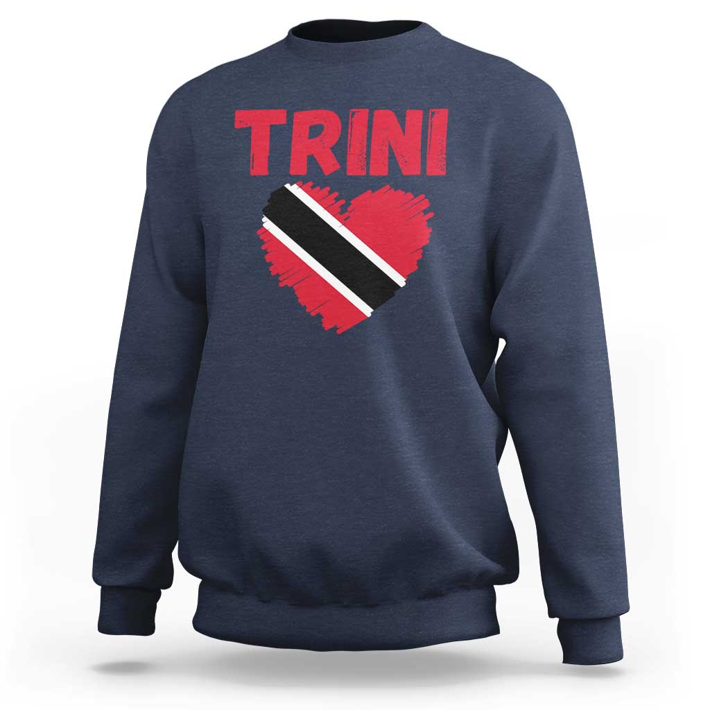 Trini Pride Sweatshirt Trinidad and Tobago Heart Flag Caribbean Roots - Wonder Print Shop