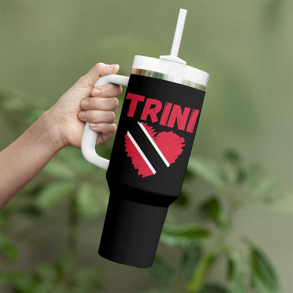 Trini Pride Tumbler With Handle Trinidad and Tobago Heart Flag Caribbean Roots - Wonder Print Shop