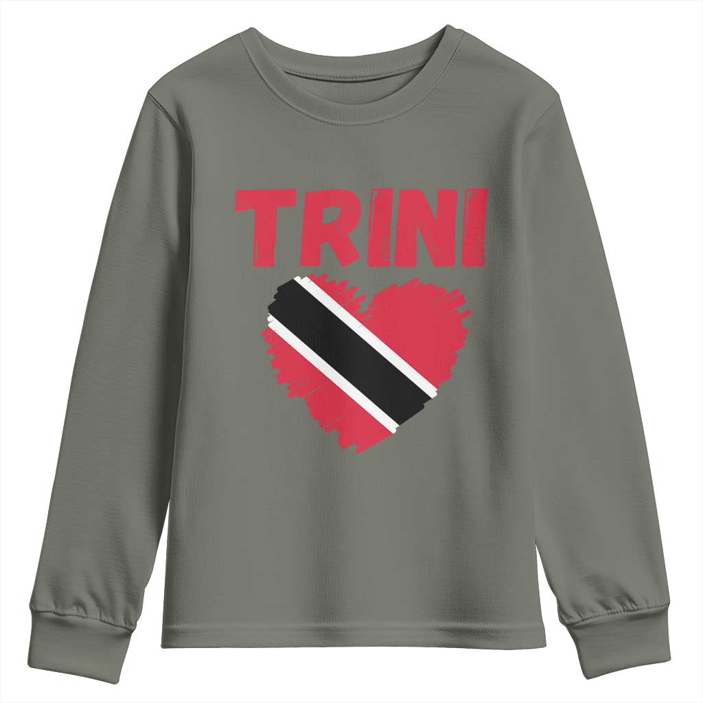 Trini Pride Youth Sweatshirt Trinidad and Tobago Heart Flag Caribbean Roots - Wonder Print Shop