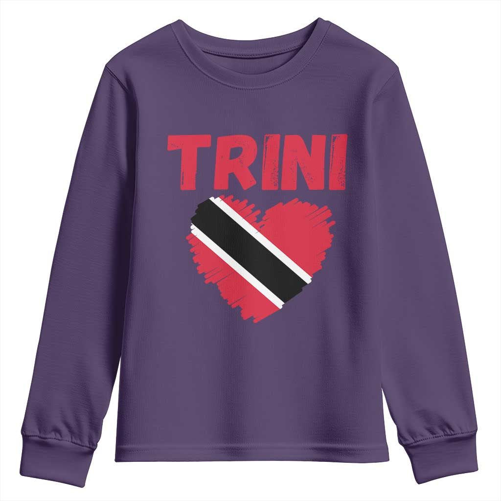 Trini Pride Youth Sweatshirt Trinidad and Tobago Heart Flag Caribbean Roots - Wonder Print Shop