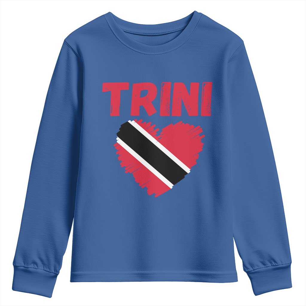 Trini Pride Youth Sweatshirt Trinidad and Tobago Heart Flag Caribbean Roots - Wonder Print Shop