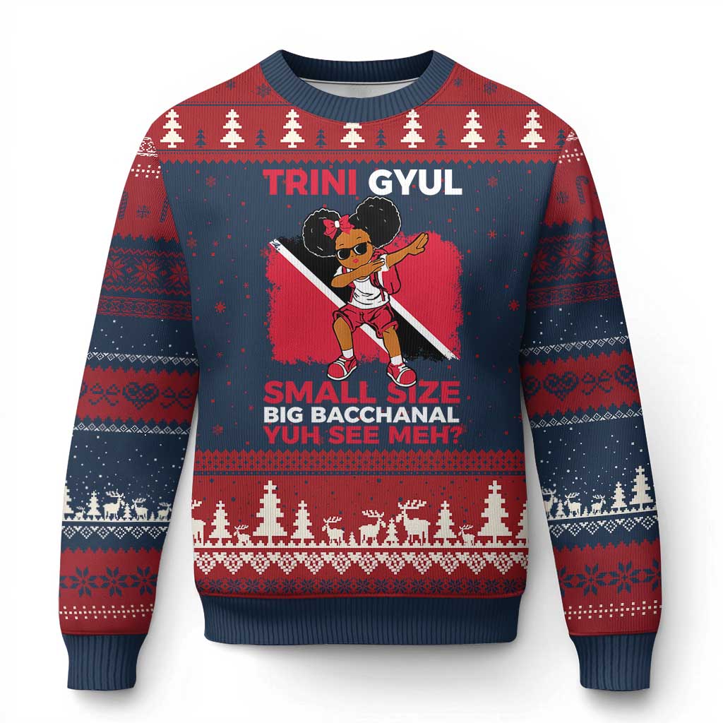 Trini Gyul Ugly Christmas Sweater Funny Trinidadian Girl Afro Island Girls Caribbean - Wonder Print Shop