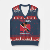 Trini Gyul V-Neck Knit Sweater Vest Funny Trinidadian Girl Afro Island Girls Caribbean - Wonder Print Shop