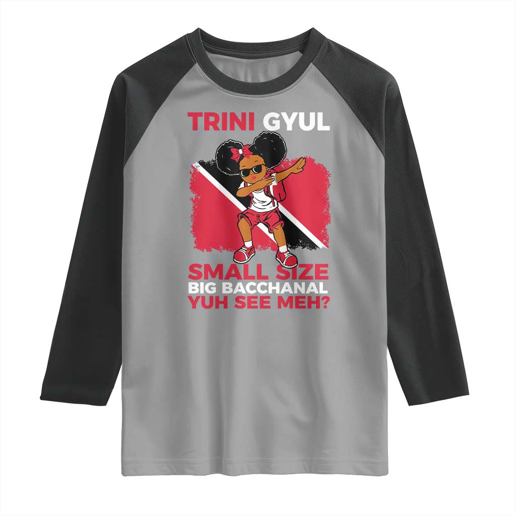 Trini Gyul Raglan Shirt Funny Trinidadian Girl Afro Island Girls Caribbean - Wonder Print Shop