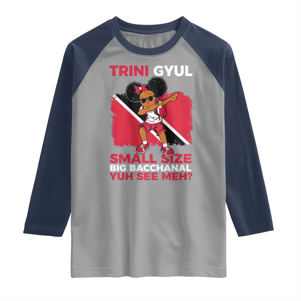Trini Gyul Raglan Shirt Funny Trinidadian Girl Afro Island Girls Caribbean - Wonder Print Shop