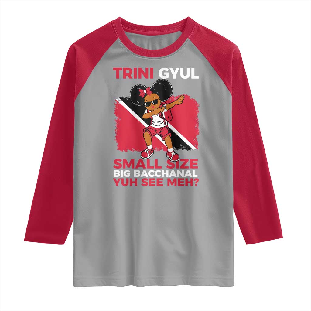 Trini Gyul Raglan Shirt Funny Trinidadian Girl Afro Island Girls Caribbean - Wonder Print Shop