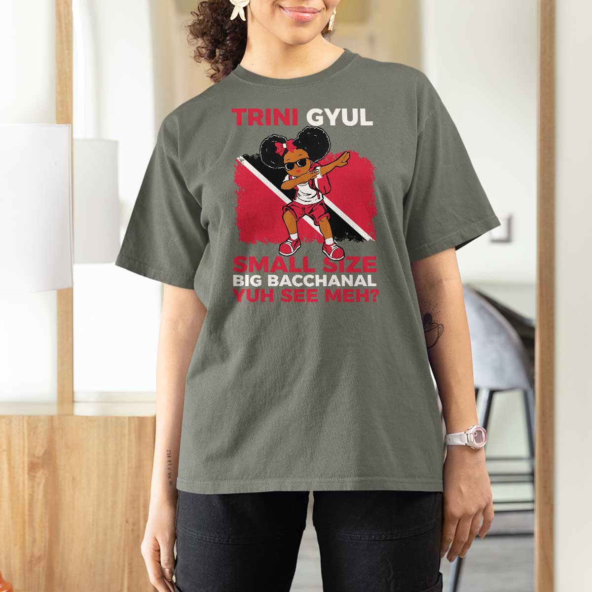 Trini Gyul T Shirt For Women Funny Trinidadian Girl Afro Island Girls Caribbean - Wonder Print Shop
