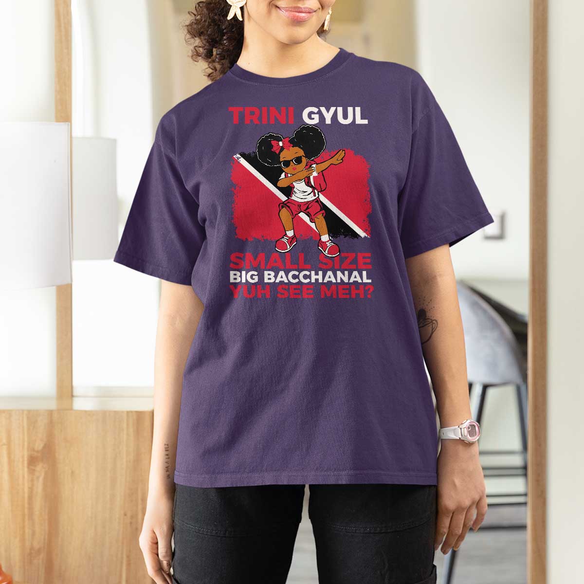 Trini Gyul T Shirt For Women Funny Trinidadian Girl Afro Island Girls Caribbean - Wonder Print Shop