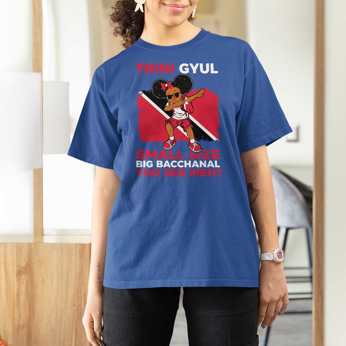 Trini Gyul T Shirt For Women Funny Trinidadian Girl Afro Island Girls Caribbean - Wonder Print Shop