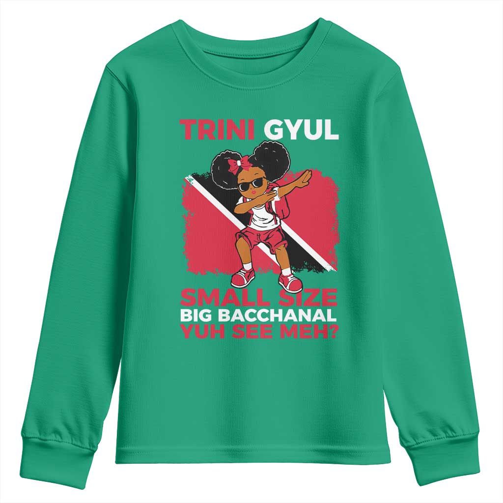 Trini Gyul Youth Sweatshirt Funny Trinidadian Girl Afro Island Girls Caribbean - Wonder Print Shop