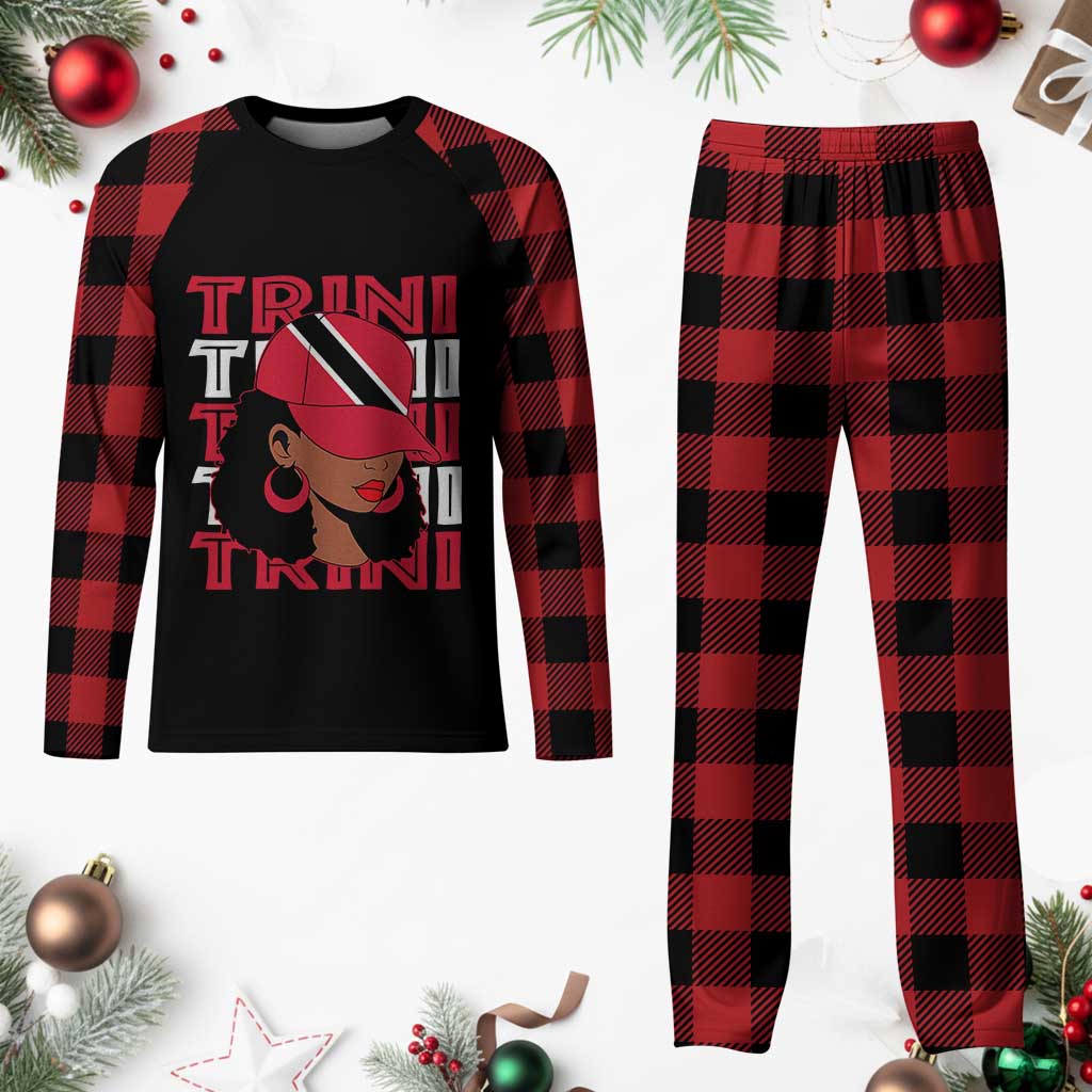 Proud Trini Afro Black Woman Plaid Pajama Set Trinidad and Tobago Flag Pride - Wonder Print Shop