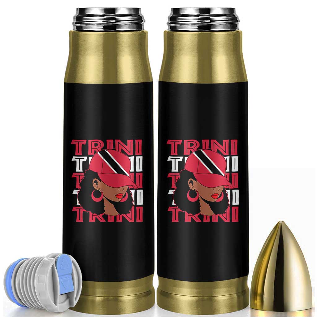 Proud Trini Afro Black Woman Bullet Tumbler Trinidad and Tobago Flag Pride - Wonder Print Shop