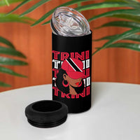Proud Trini Afro Black Woman 4 in 1 Can Cooler Tumbler Trinidad and Tobago Flag Pride - Wonder Print Shop