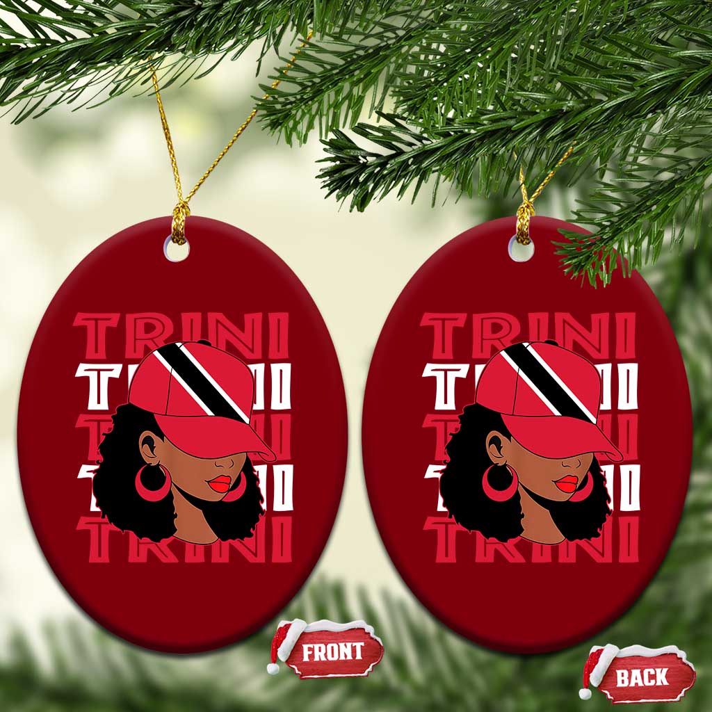 Proud Trini Afro Black Woman Ceramic Ornament Trinidad and Tobago Flag Pride - Wonder Print Shop