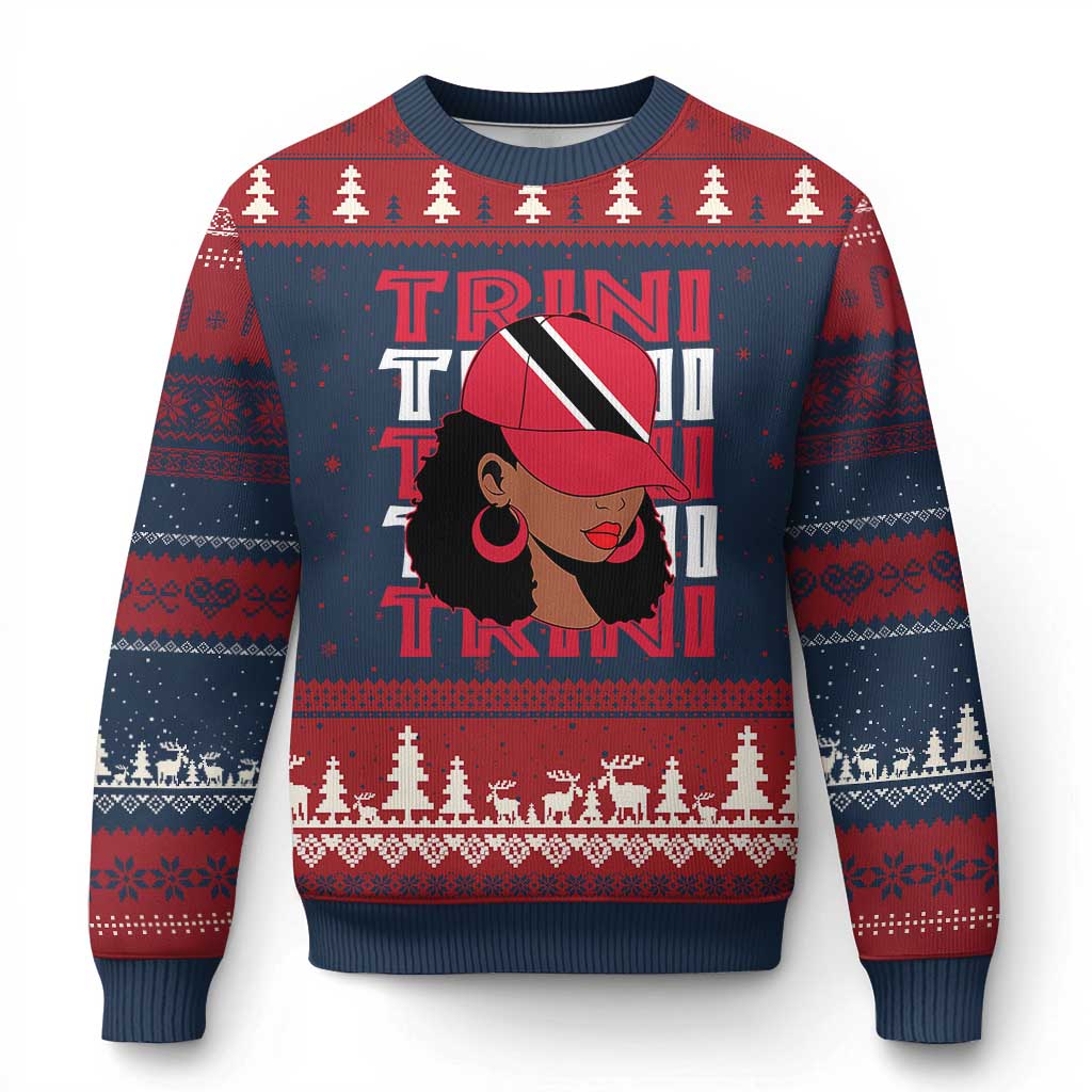 Proud Trini Afro Black Woman Ugly Christmas Sweater Trinidad and Tobago Flag Pride - Wonder Print Shop