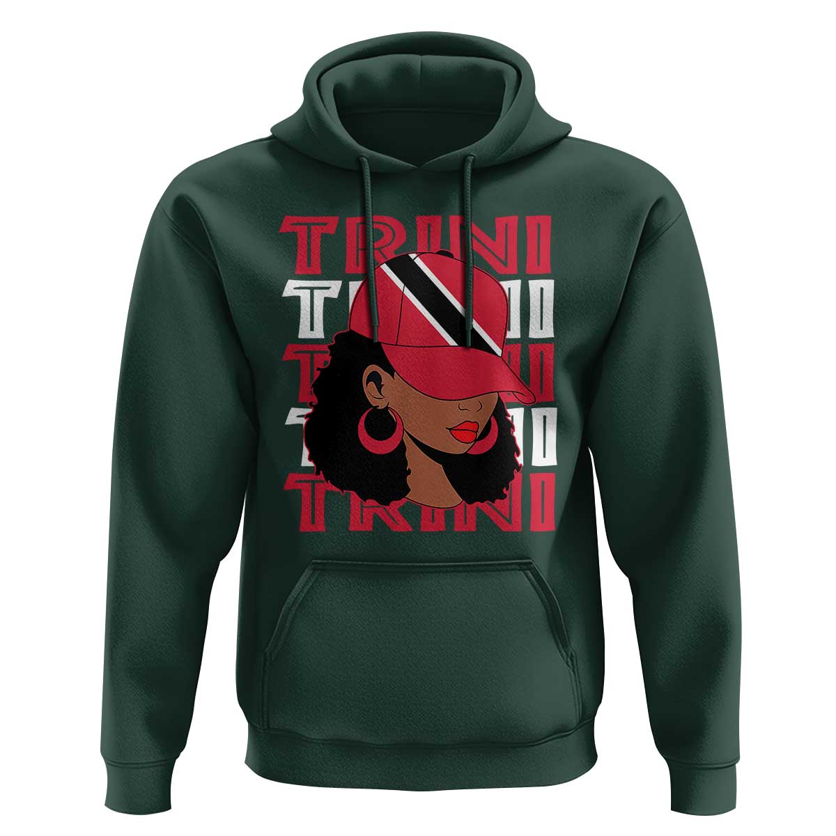 Proud Trini Afro Black Woman Hoodie Trinidad and Tobago Flag Pride - Wonder Print Shop